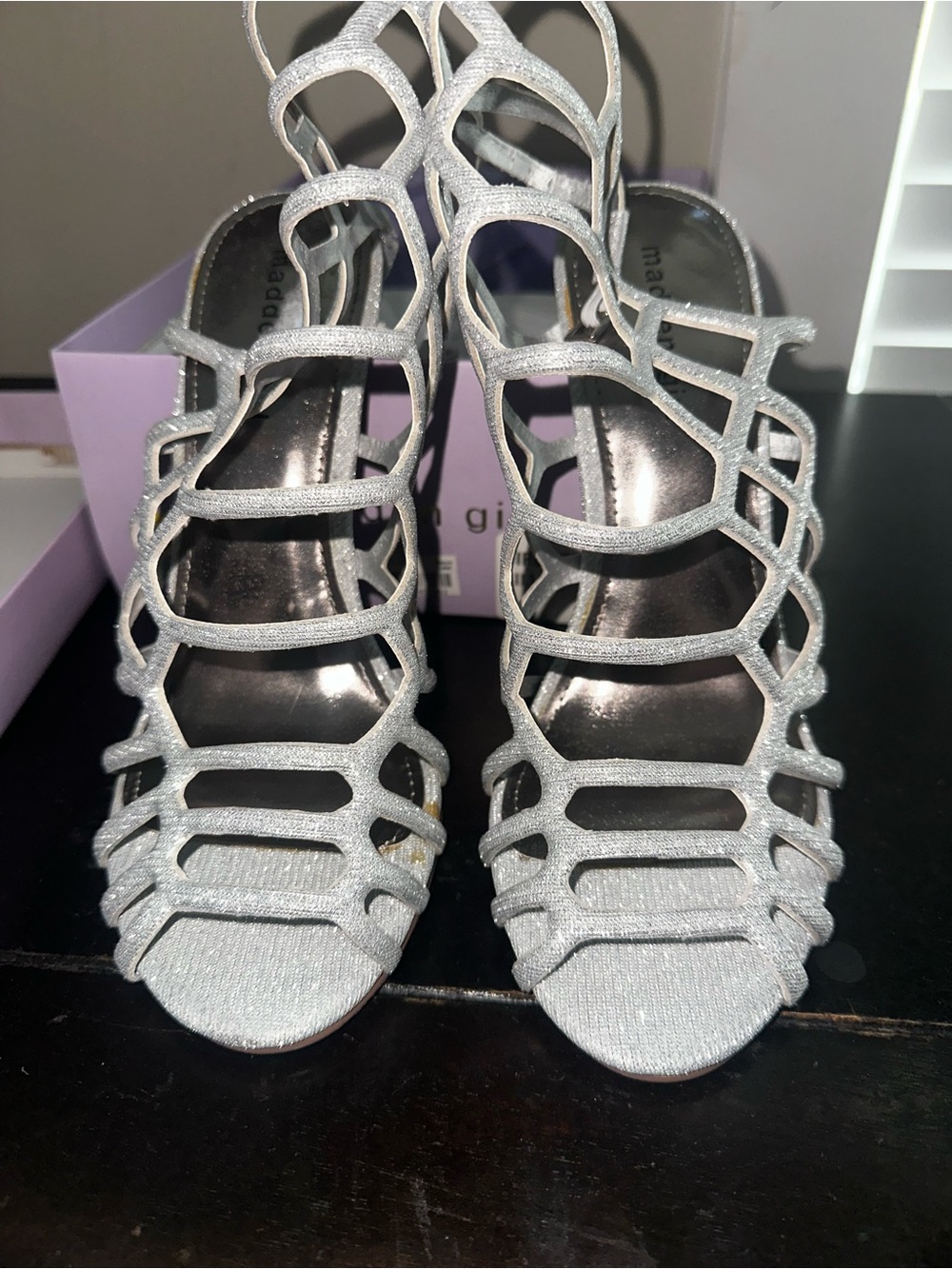 Madden Girl Silver Strappy Cage Heels